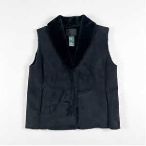 Lauren Ralph Lauren Faux Suede Vest Faux Fur Medium Old Money Equestrian Chic